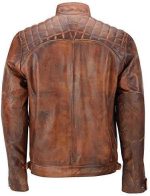 Men's Classic Distressed Brown Biker Jacket - Image 2