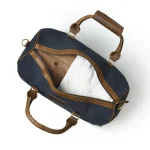 Campbell Blue Canvas & Buffalo Leather Duffel Bag – Handcrafted Travel & Weekend Bag - Image 2