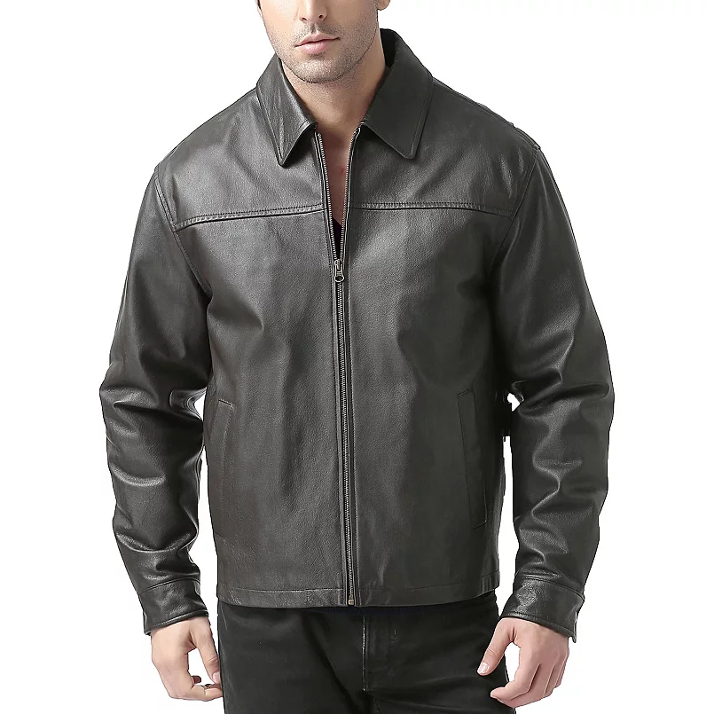 6980280_Black.webp Men’s BGSD Greg Open Bottom Zip Front Leather Jacket - Image 1