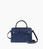 Medium Suede Handbag in Denim Blue