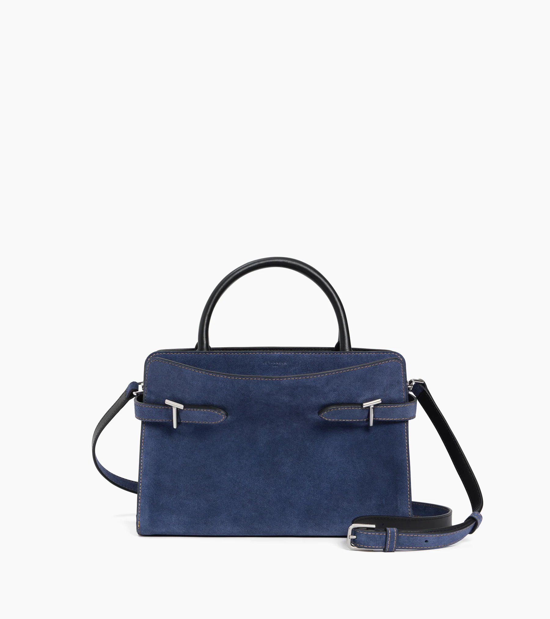TEMI16M5Q82-1.webp Medium Suede Handbag in Denim Blue - Image 1