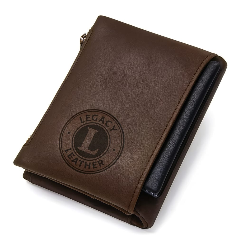 thelegacyleather-1.jpg Legacy Leather Brown Bi-Fold Wallet with Side Pocket - Image 1